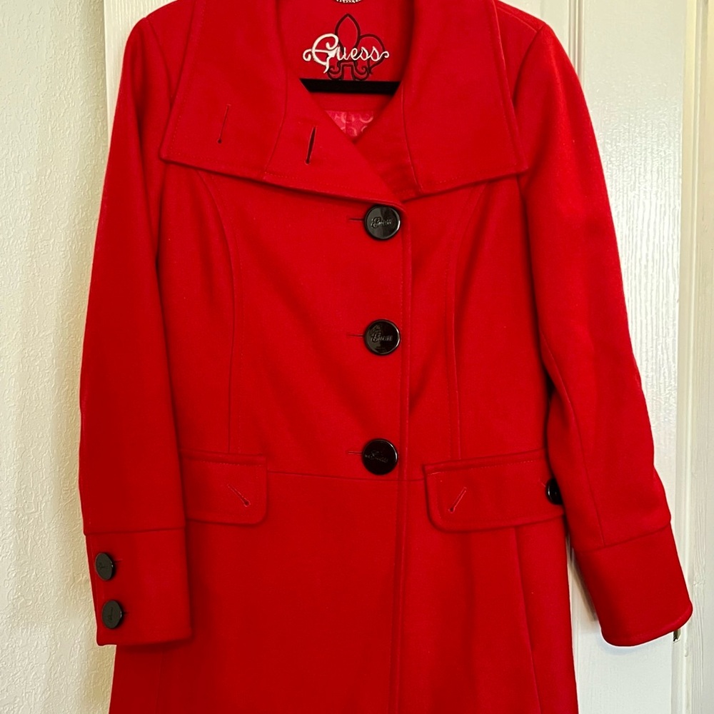 Guess Vintage Women's Red Wool-blend Peacoat